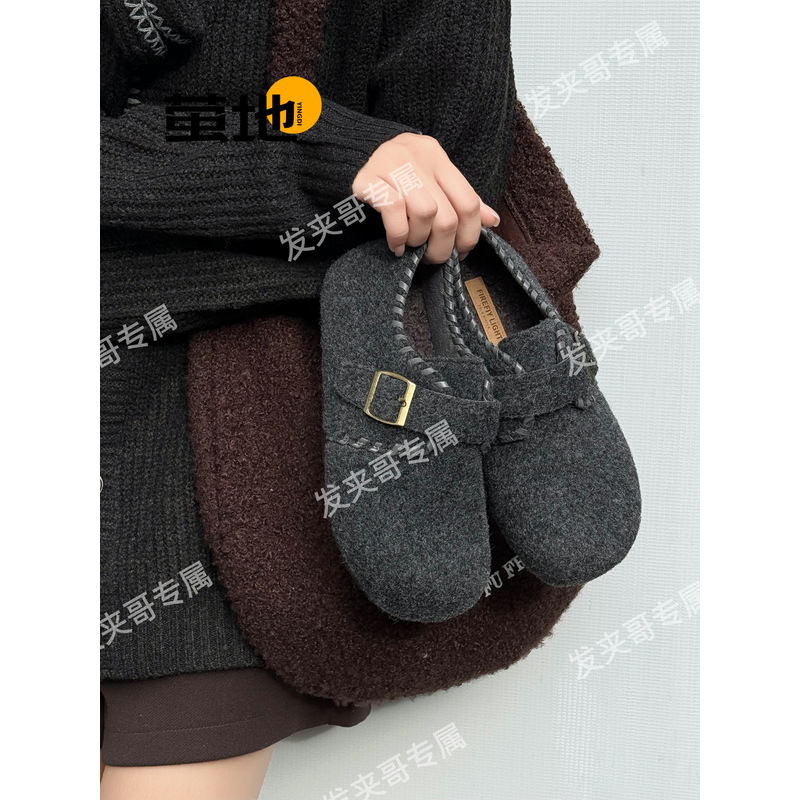 （暖宝宝）2025新款一脚蹬懒人平底百搭豆豆鞋勃肯鞋女鞋28E08