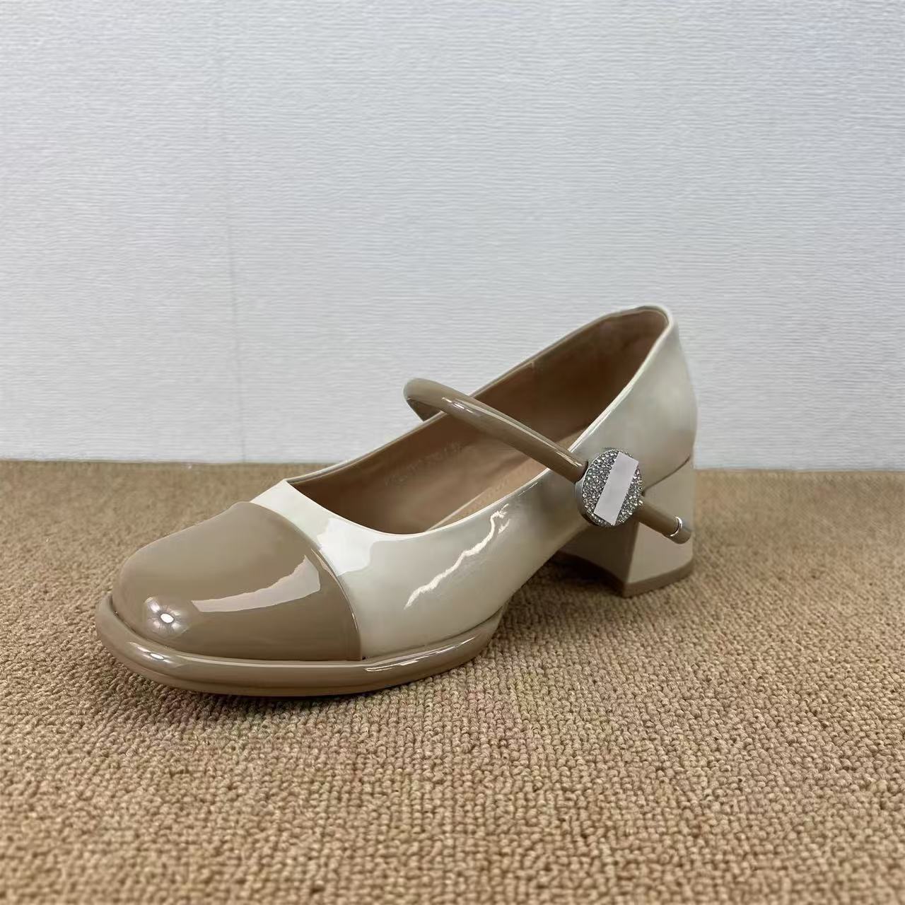 3322#皮鞋英伦风玛丽珍高跟鞋春季低跟夏季粗跟方根高跟鞋