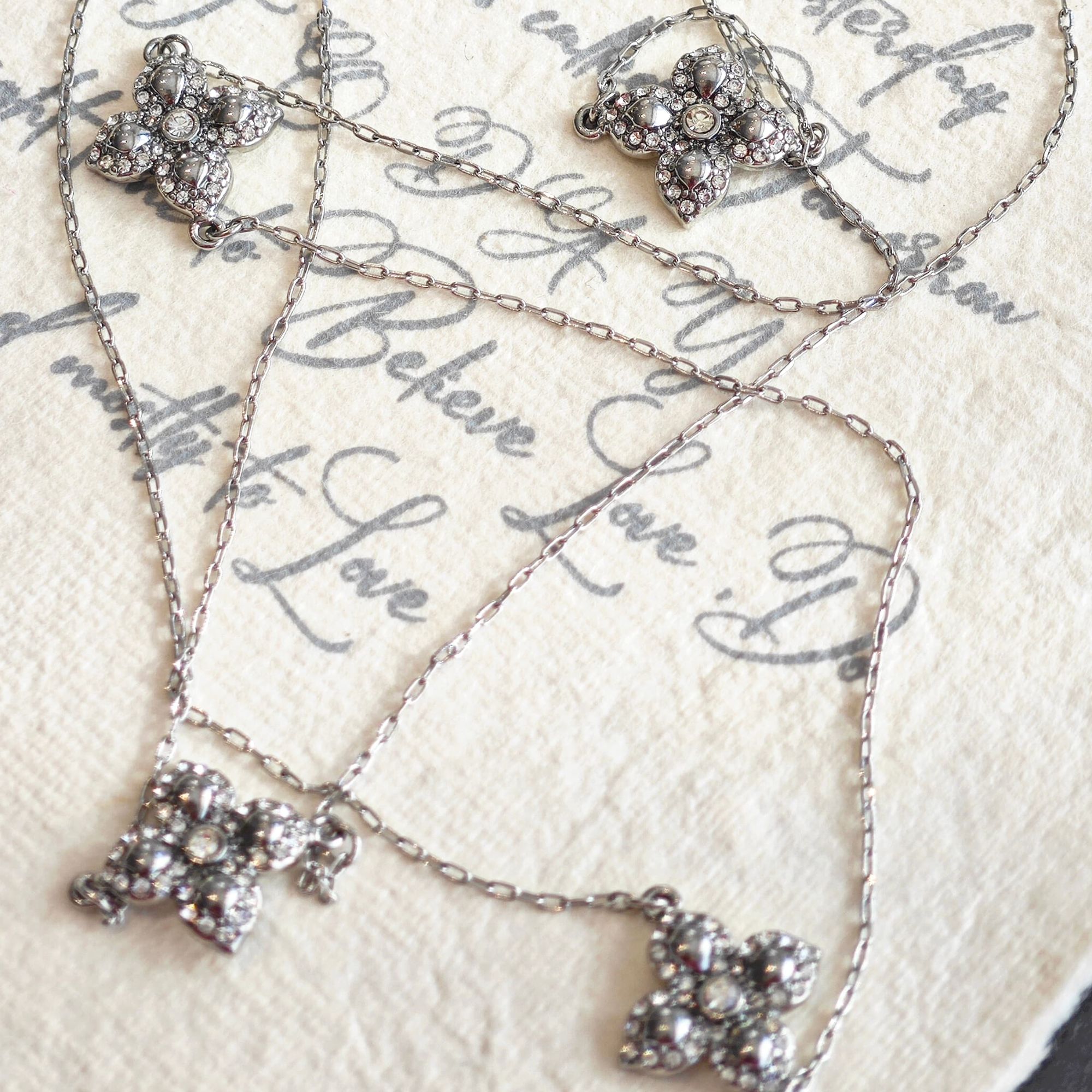 铜合金锆石项链 轻奢时尚百搭镶嵌四叶草长款项链