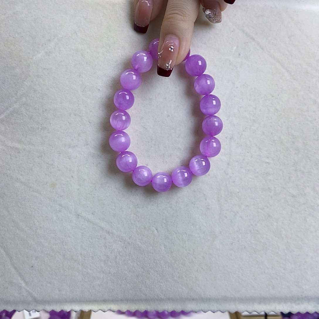 锂辉石紫锂辉高冰收藏级手串10+未镶嵌