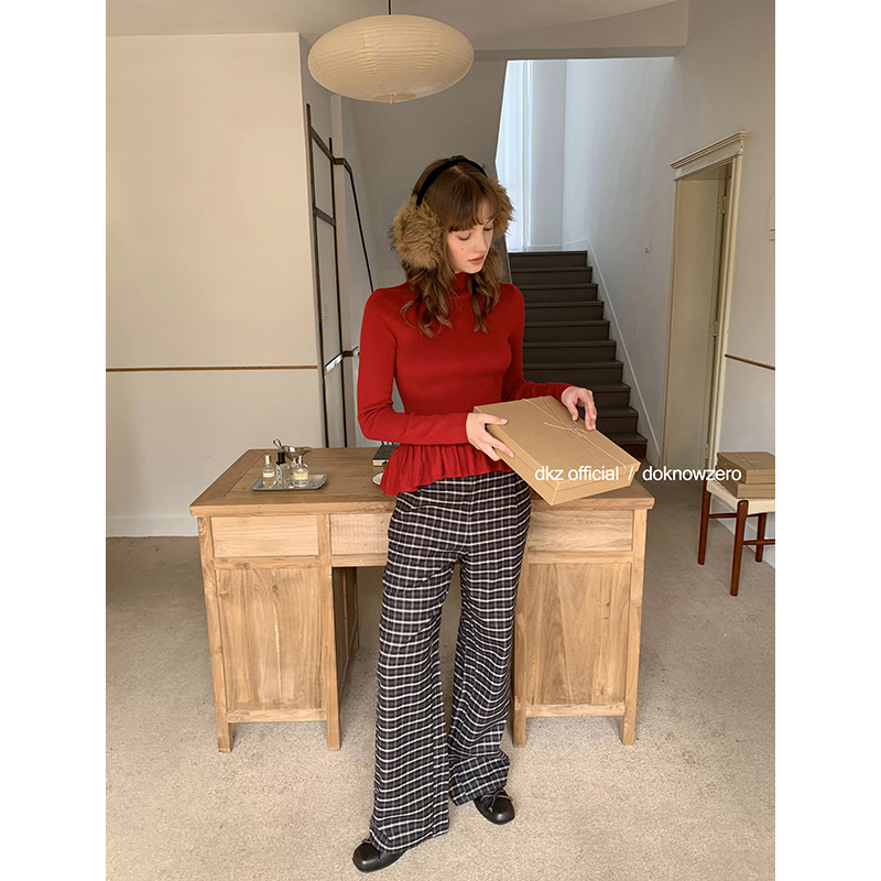 DKZ【11/11 20:00新品立减15%+买4免1】格纹直筒休闲裤