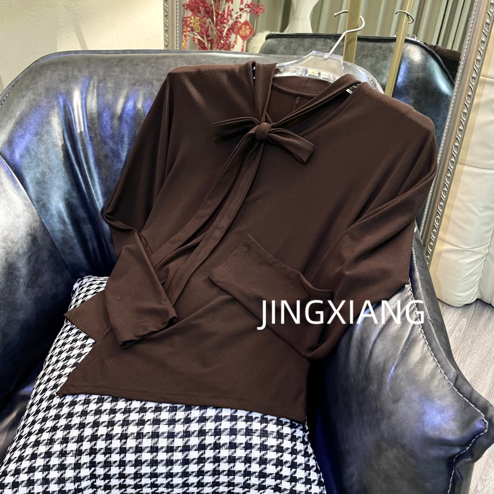 AOSER小众显瘦百搭气质感纯色长袖T恤日常休闲风6068