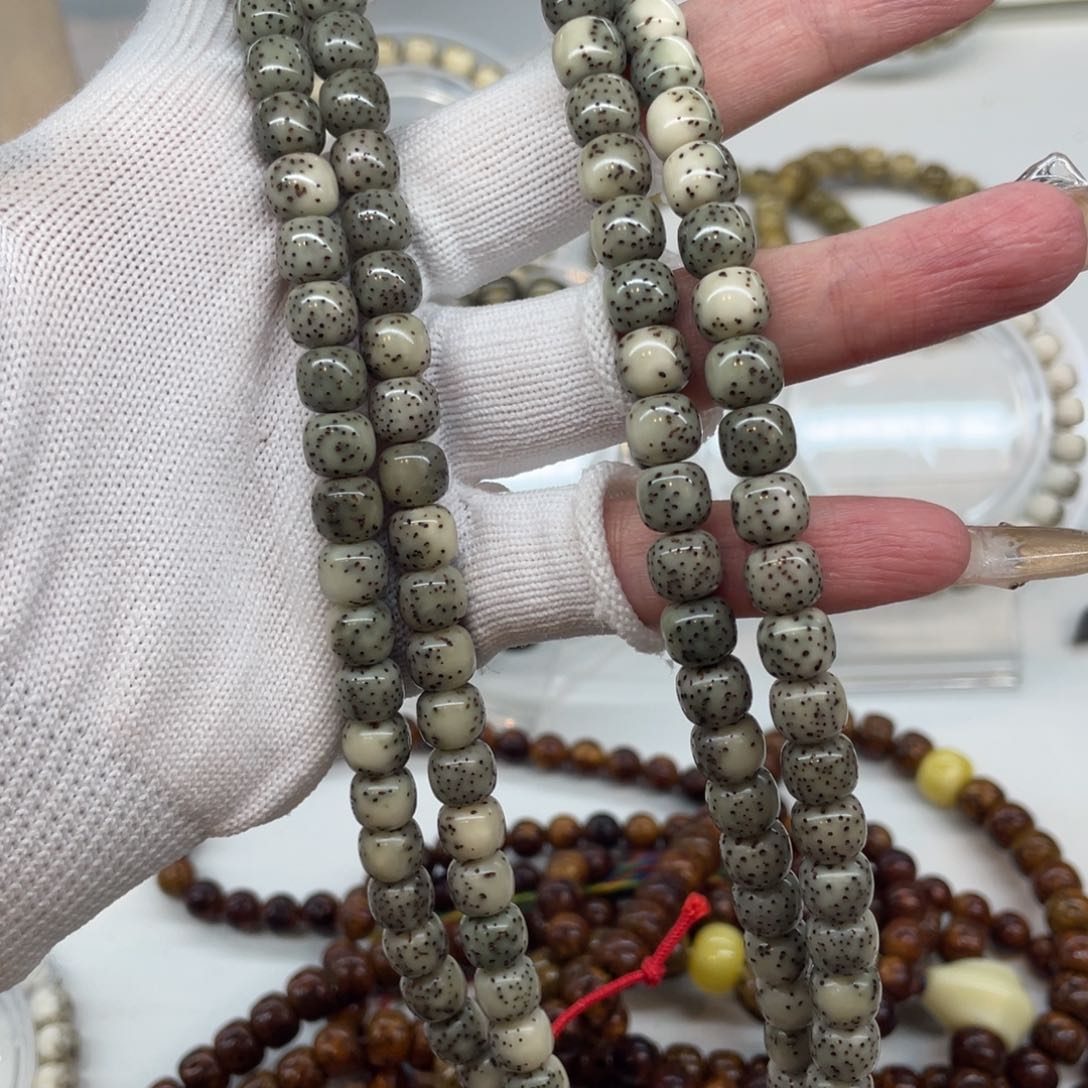 星月菩提手串纯**凡108，绿背河豚糯冰