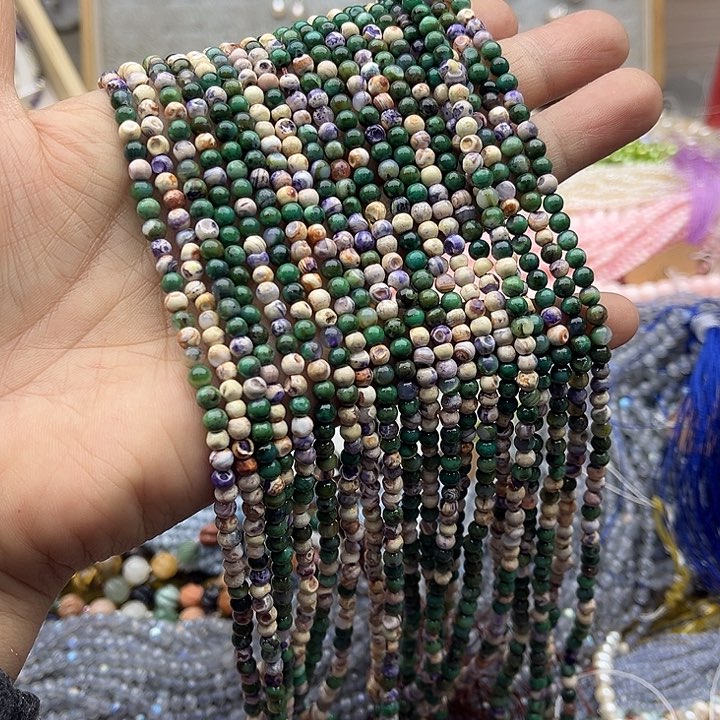 玛瑙/玉髓珠宝半成品未镶嵌2条4mm奶皮玛瑙