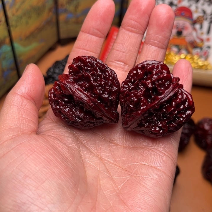 核桃地闷文玩手把件红火苗 16