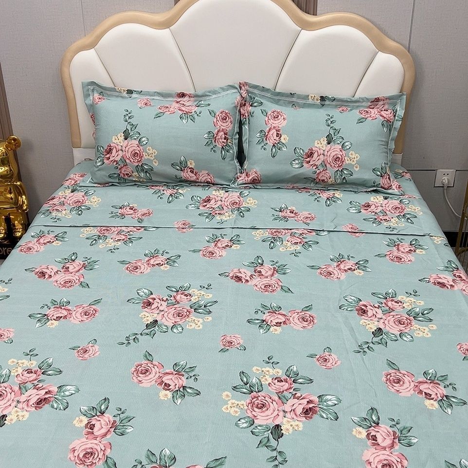 亲肤床单--花团锦簇绿多功能双面加厚柔软舒适卧室床上高级感