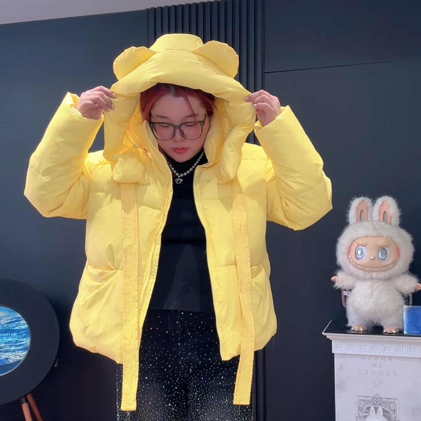 「涵涵家」微胖大码宽松洋气百搭小熊棉服女宽松显瘦外套#659