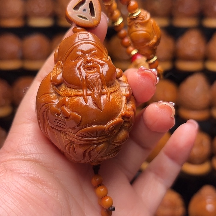 水***漂橄榄核手串/手链官帽财神手把件42
