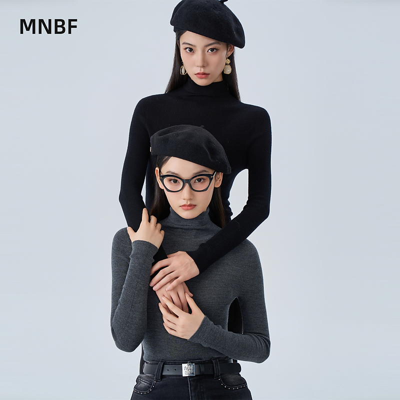 曼诺比菲商场同款冬季简约修身长袖针织衫上衣内搭MFCM141032