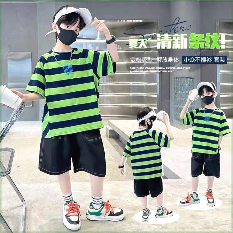 503036童装男童套装2025春休闲运动洋气中大童两件套套装宝宝衣服