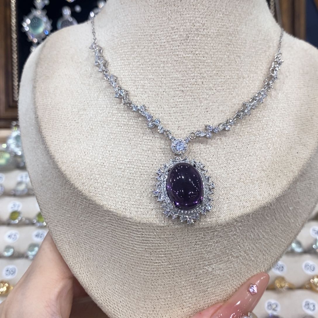 银S925镶嵌颈饰紫晶悦**b