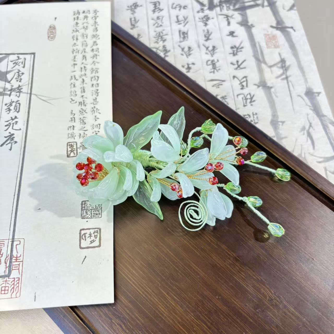 云鬓花古风饰品古装发饰仙气飘飘发夹 青芜含丹（孤品汉服发冠B430