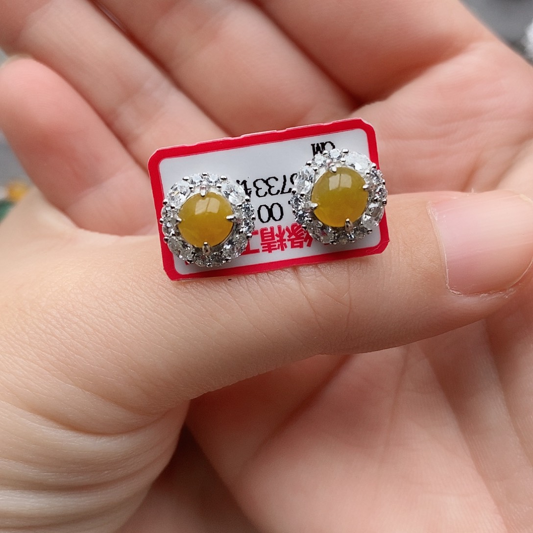 银S925镶嵌翡翠耳饰六*姐111111