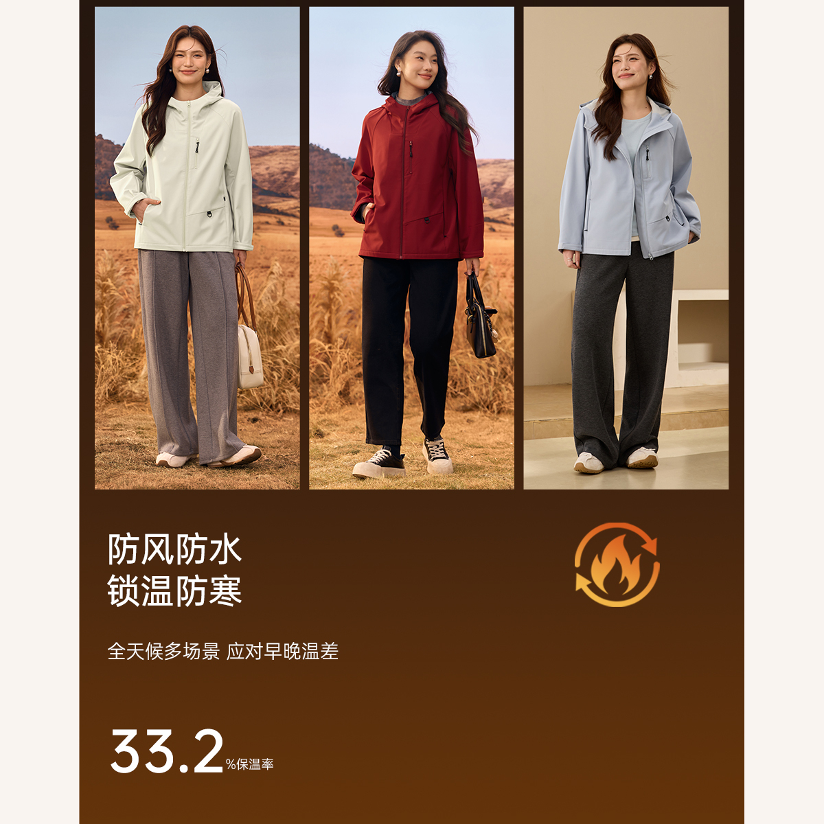 【探险家热能衣】纤莉秀大码女装流光风蓄热磨毛防水秋冬穿搭QK4330