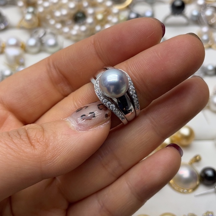 海水珍珠戒指银S925镶嵌