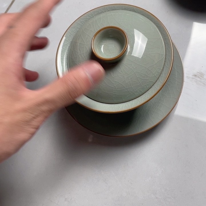 摆件青花素颜盖碗jjj