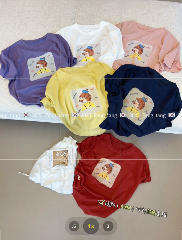 DaYa·墨镜女孩9561·雪花棉圆领短袖T恤