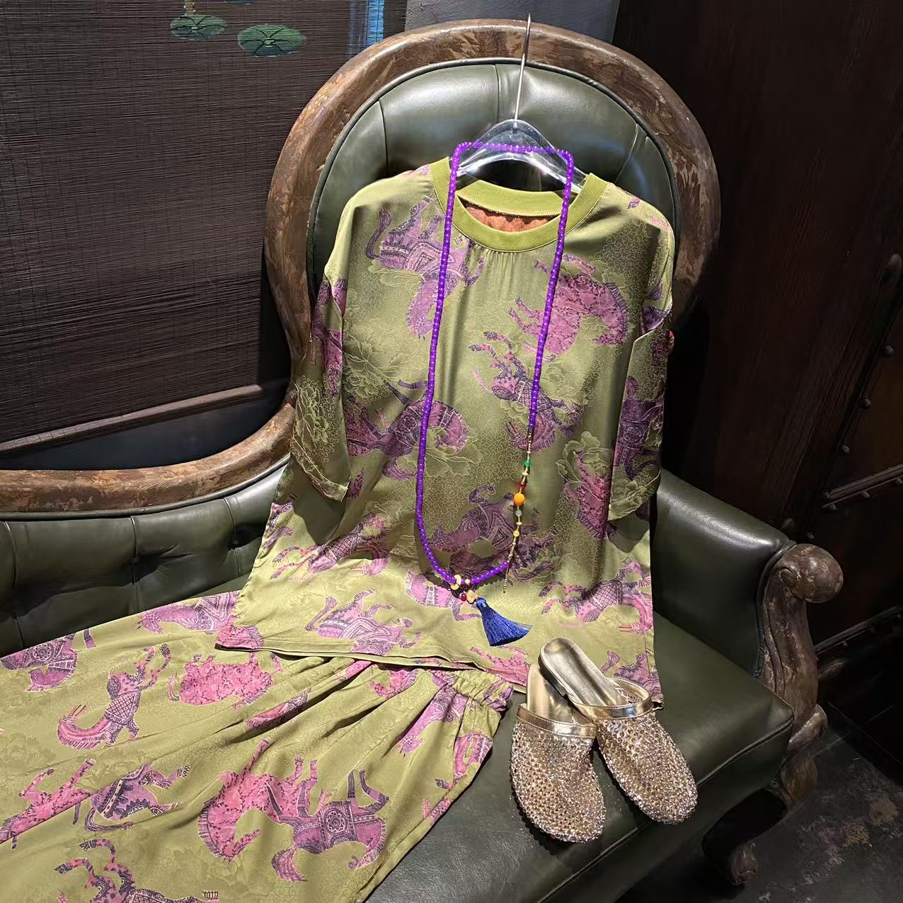 【优搭严选】时尚百搭设计款气质休闲国潮暗纹提花半袖T恤