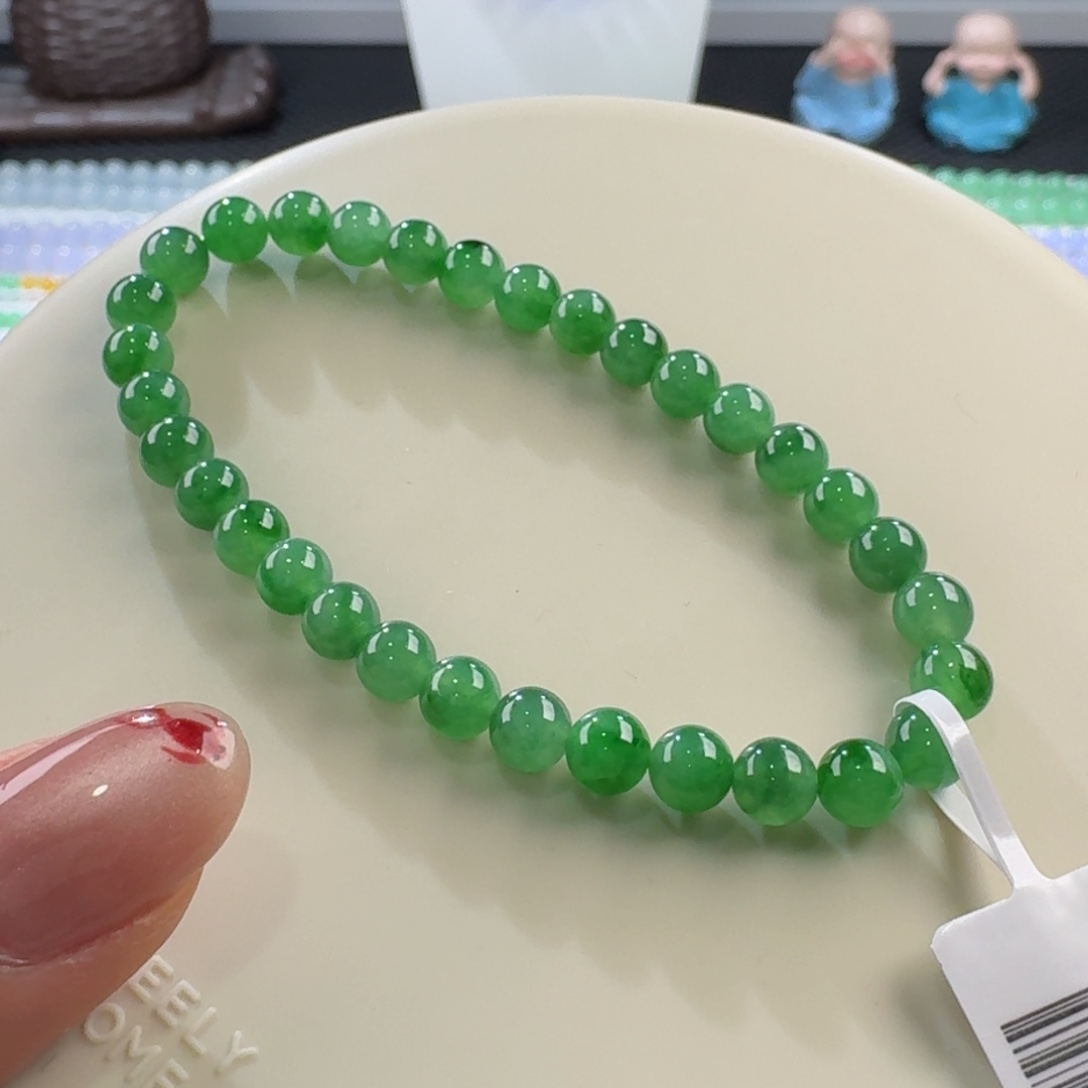 翡翠手链未镶嵌冰阳绿单圈5.5mm