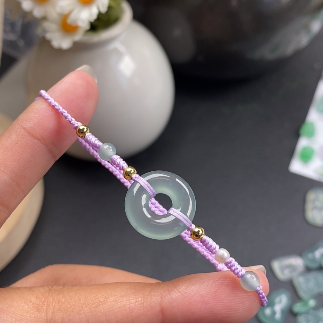 翡翠散珠甜甜圈手绳