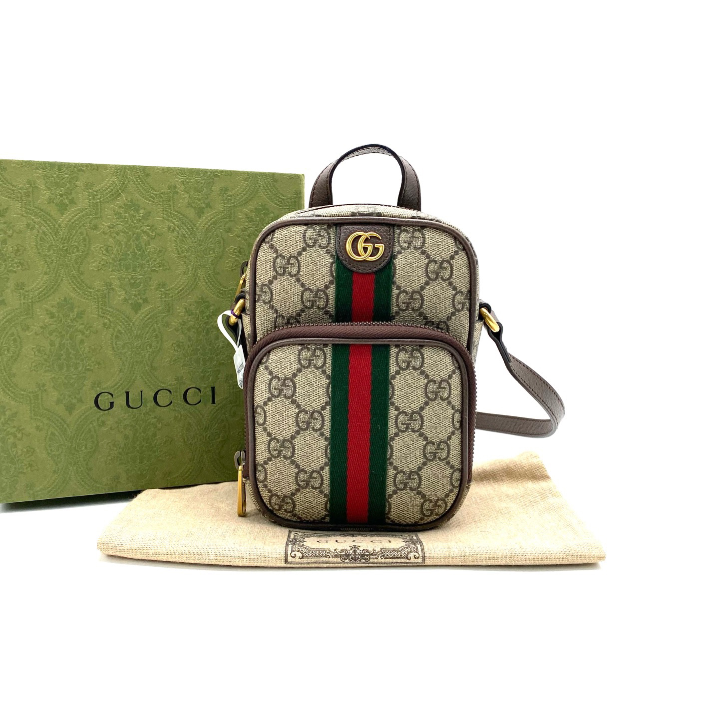 99新 GUCCI/古驰 经典老花Ophidia相机包 尺寸12/18 男款