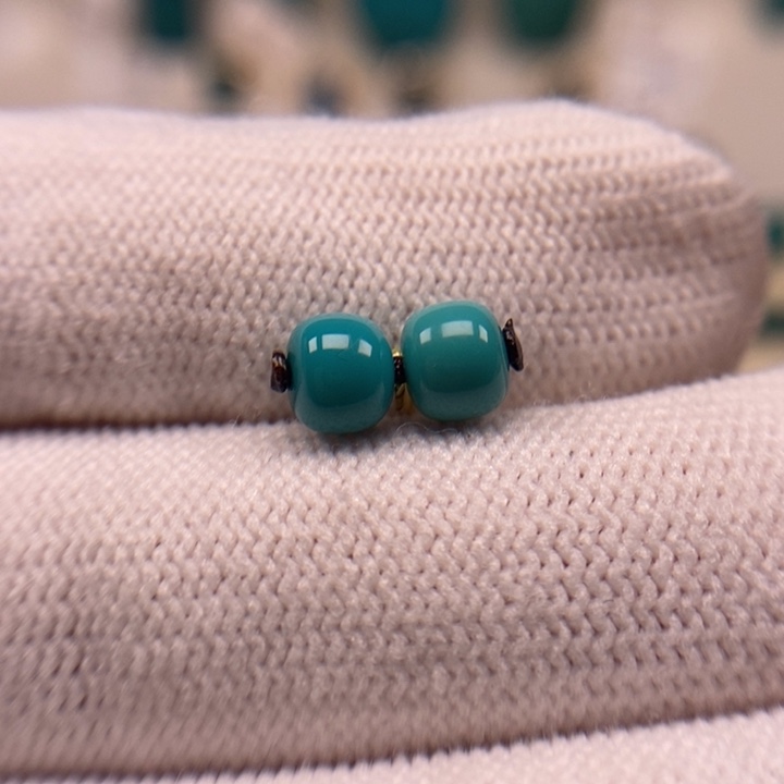 未镶嵌绿松石珠宝奇石老型对珠5.5mm781