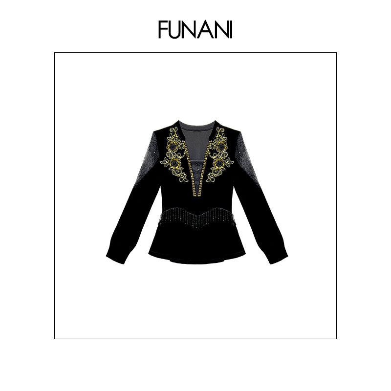 【FUNANI】 2025秋冬v领长袖百搭洋气收腰显瘦外套女上衣X2530671A