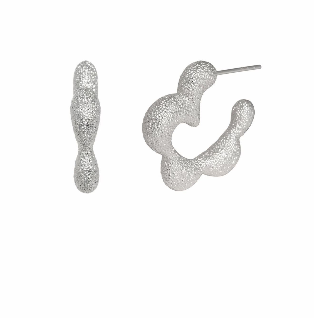 铜合金耳饰 磨砂花朵c型耳钉冷淡风气质高级感耳饰