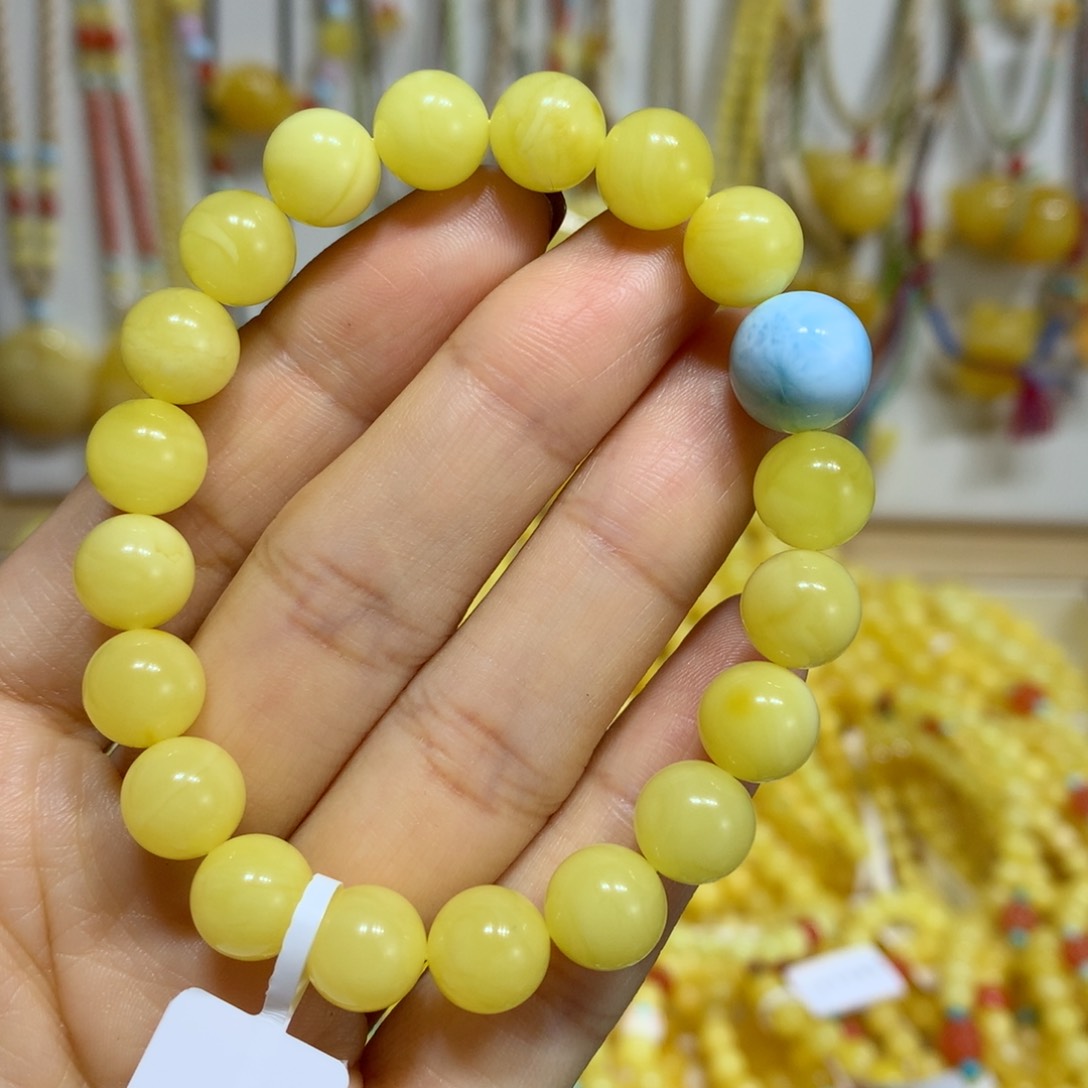 琥珀手链未镶嵌9.3mm尺寸