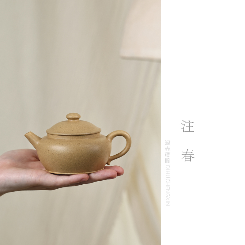 涤壶澄心[注春]180毫升大水潭绿泥宜兴黄龙山原矿紫砂壶手工