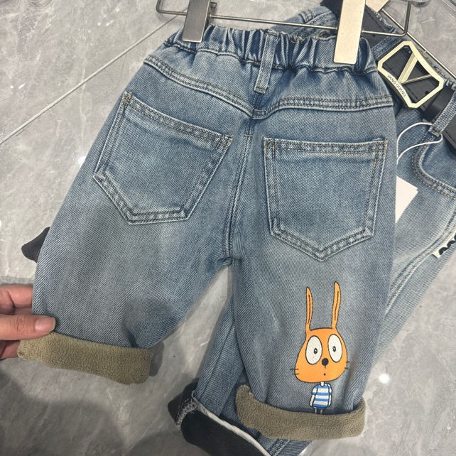 冬季新款男童小童加绒加厚韩版时尚休闲牛仔长裤