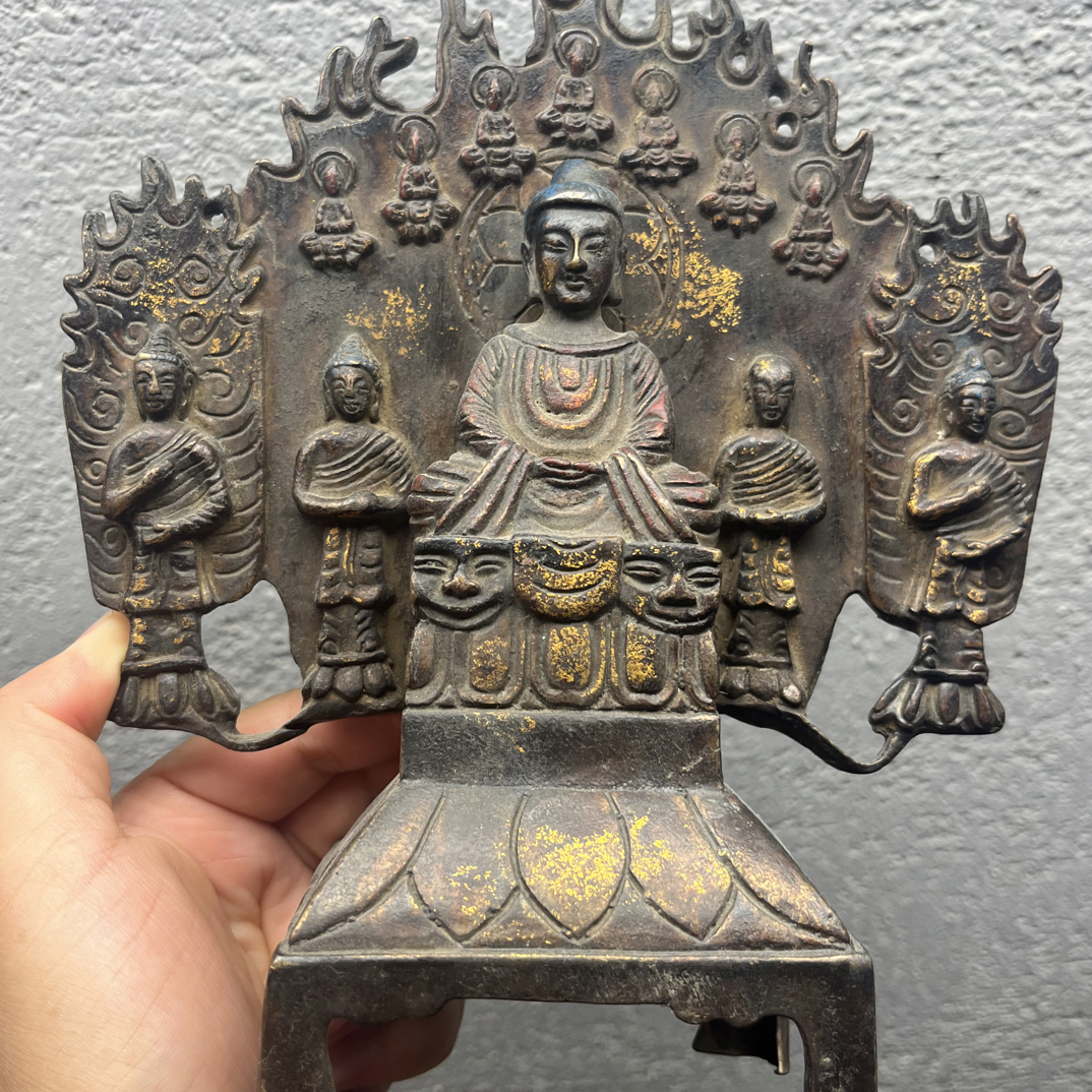 铜鎏金板凳佛旧藏