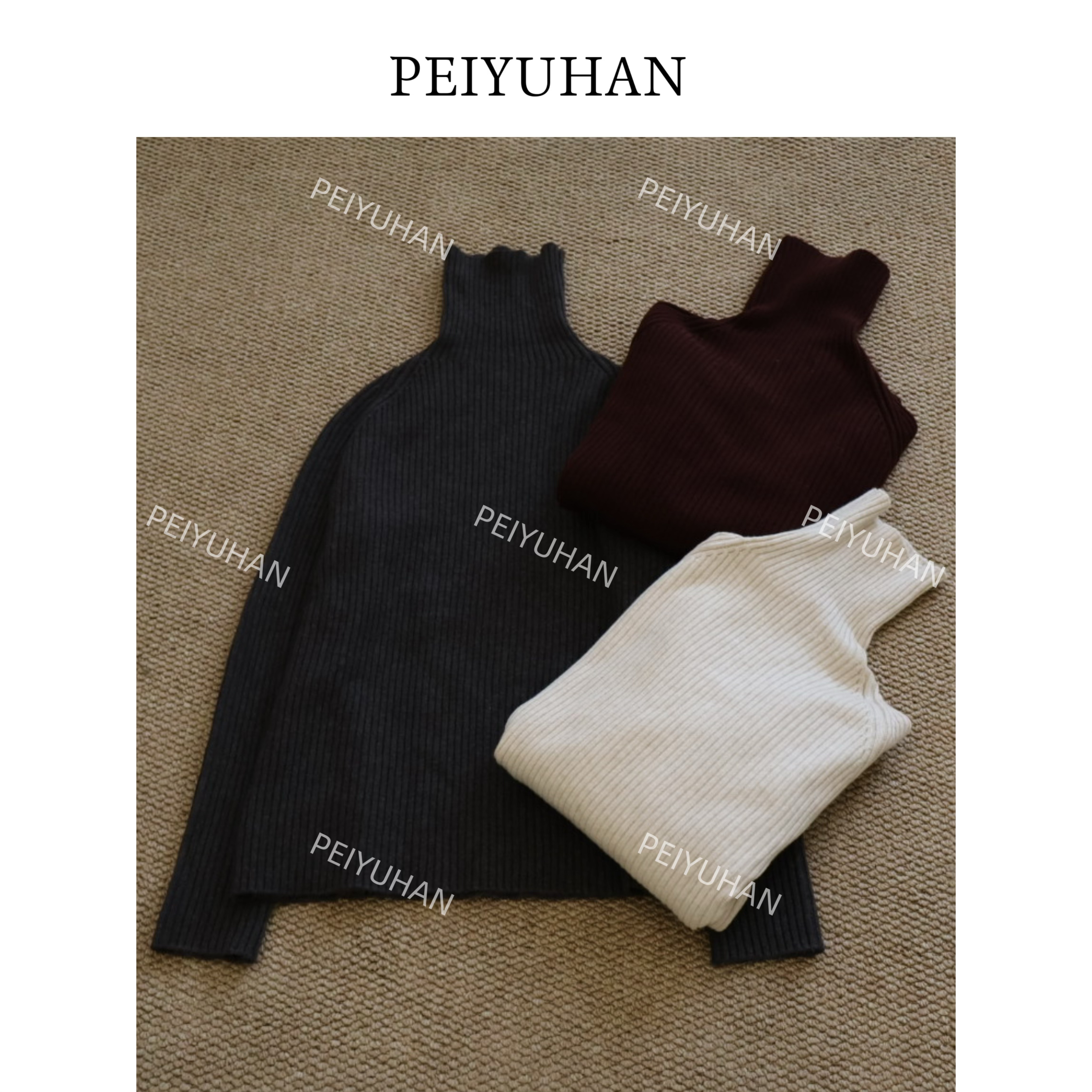 PEIERNA佩佩PF 【高领坑条针织】针织衫 G12077 6116127百搭纯色