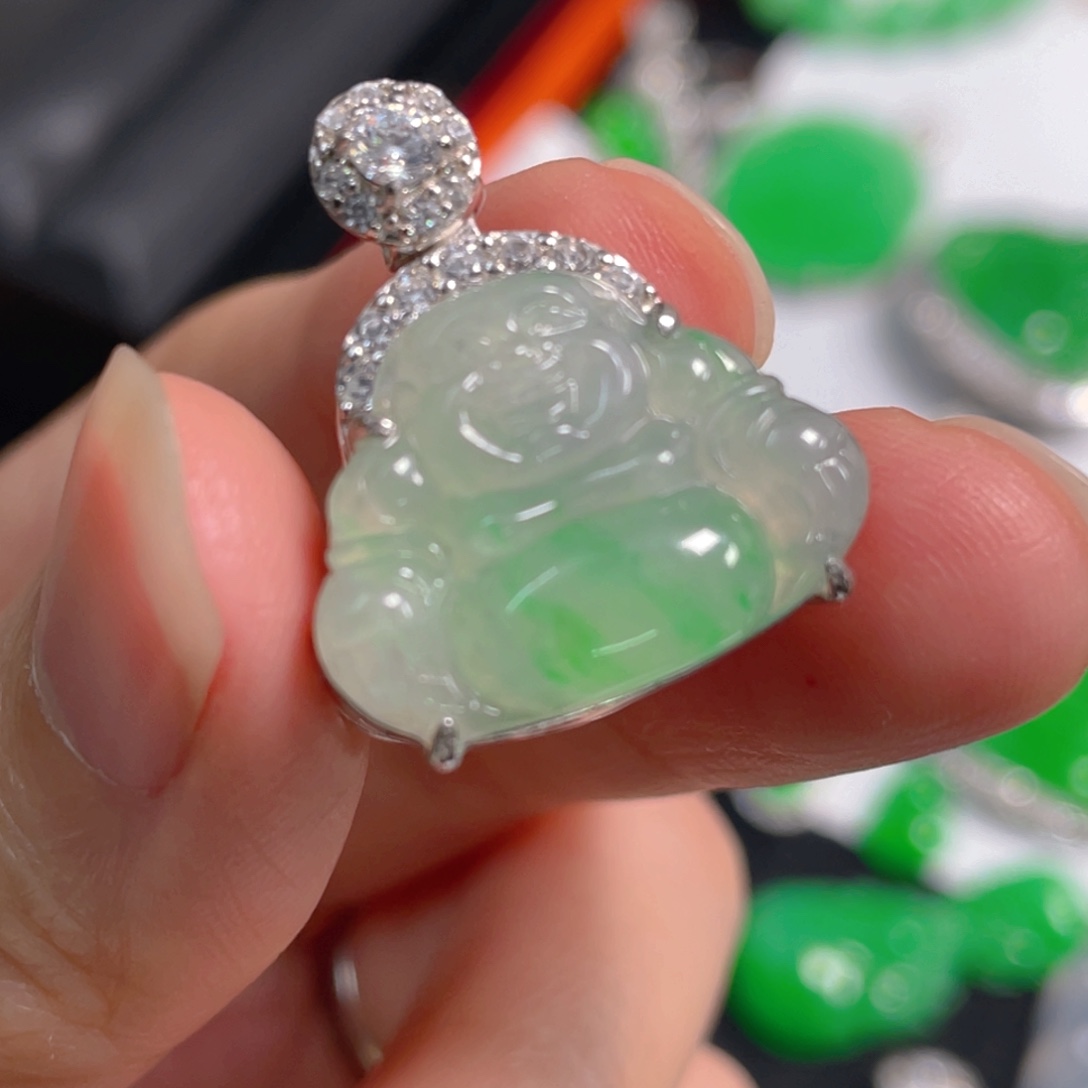 翡翠银S925镶嵌吊坠(不含链)