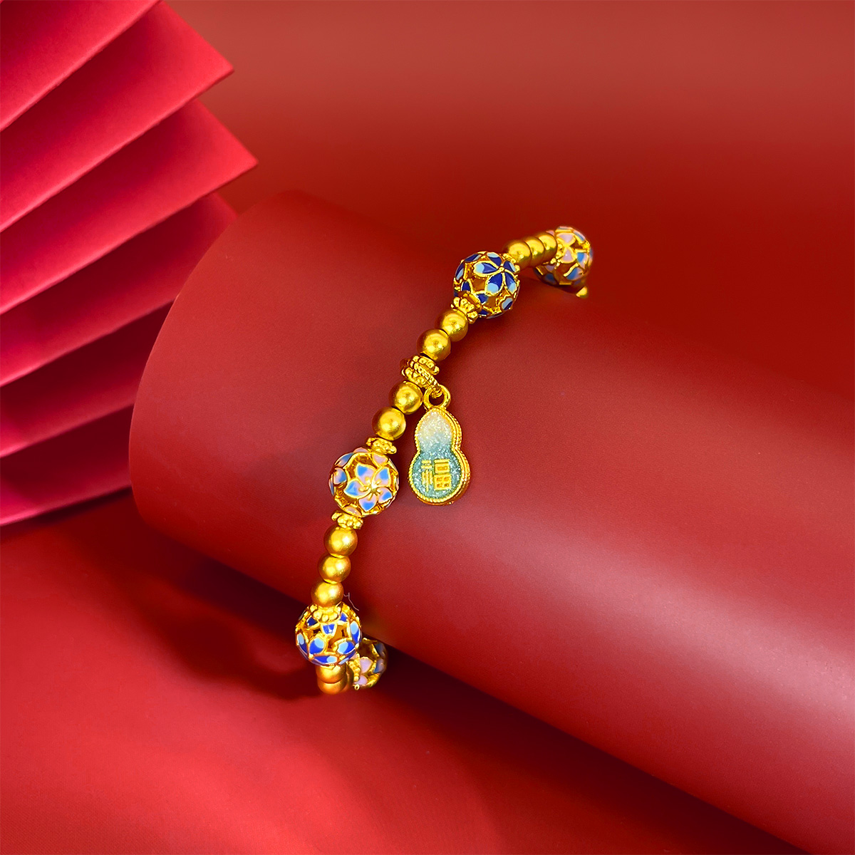 DEMONE/黛慕妮999足金国潮新中式福禄吉祥如意黄金葫芦手链