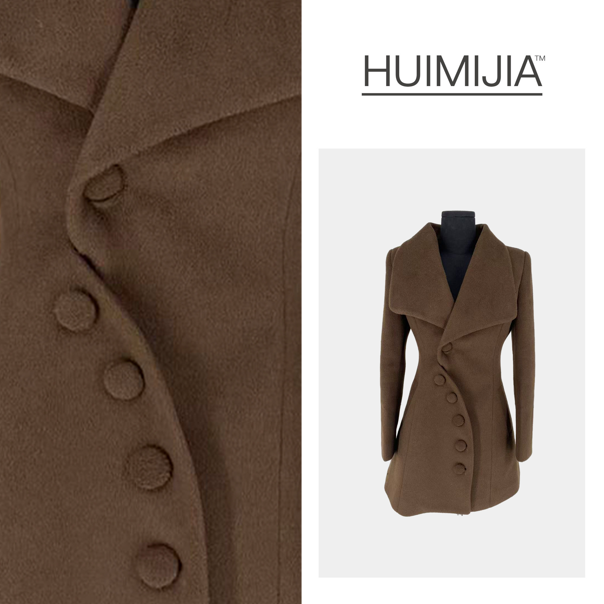 【秋冬新款】高奢原创赫本风不规则短款毛呢大衣【Q259104】