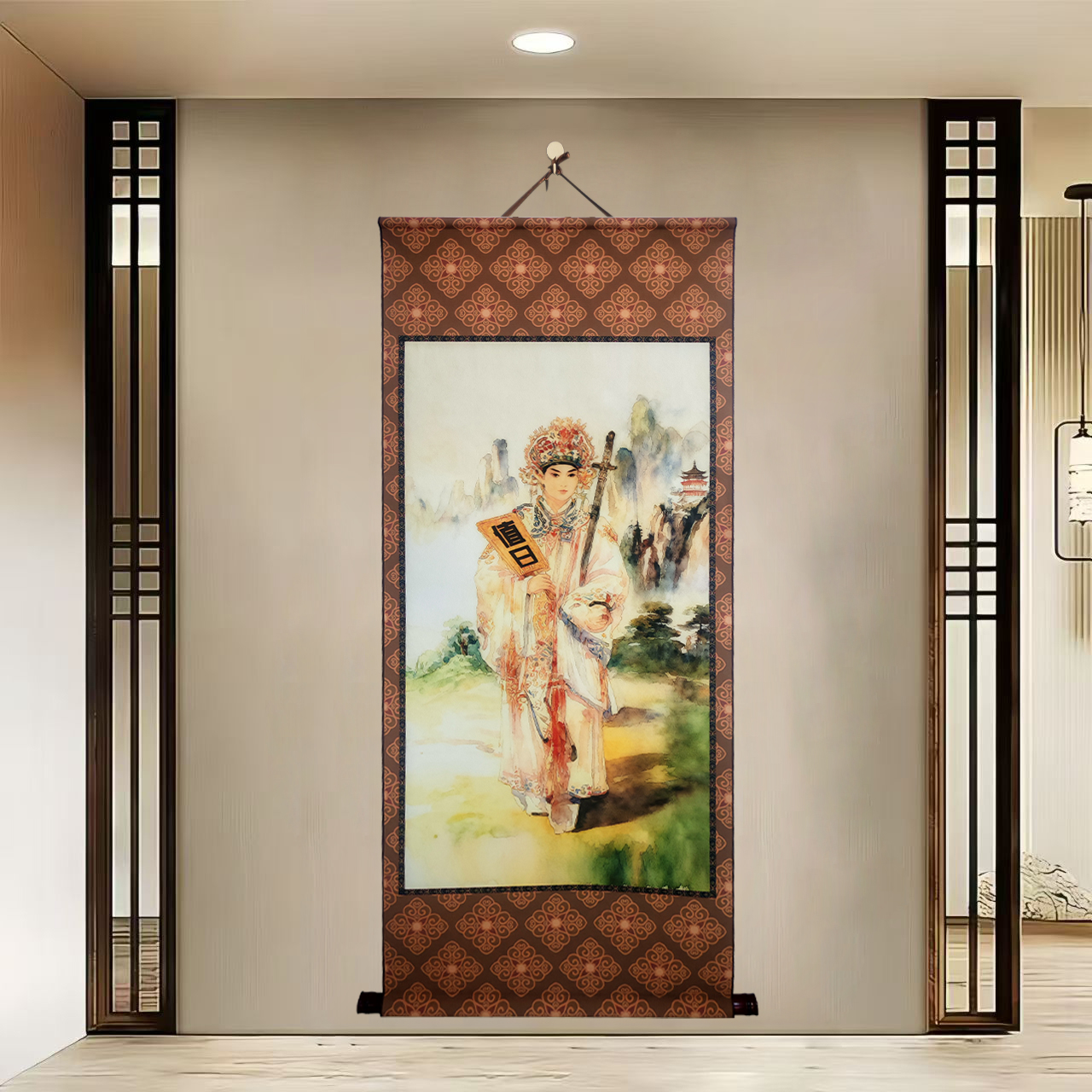 {z141值日}60x140cm国风卷轴艺术微喷装饰画