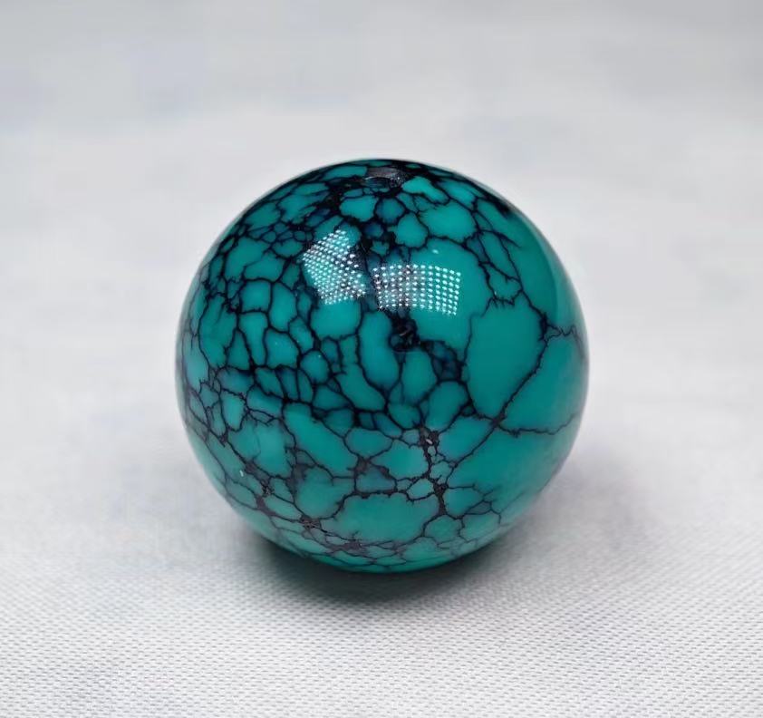 绿松石原矿网花圆珠