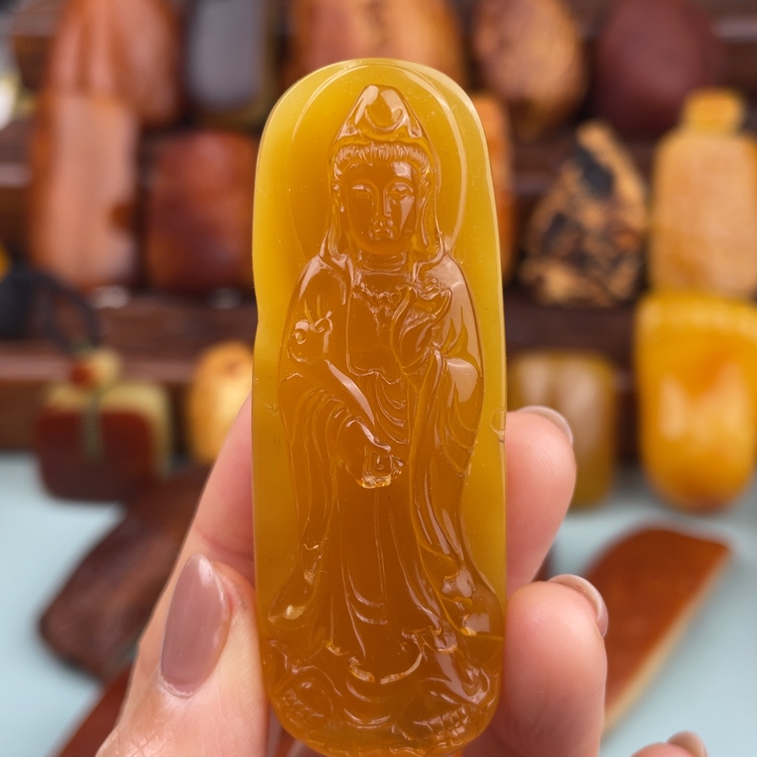 定制琥珀未镶嵌蜜蜡观音