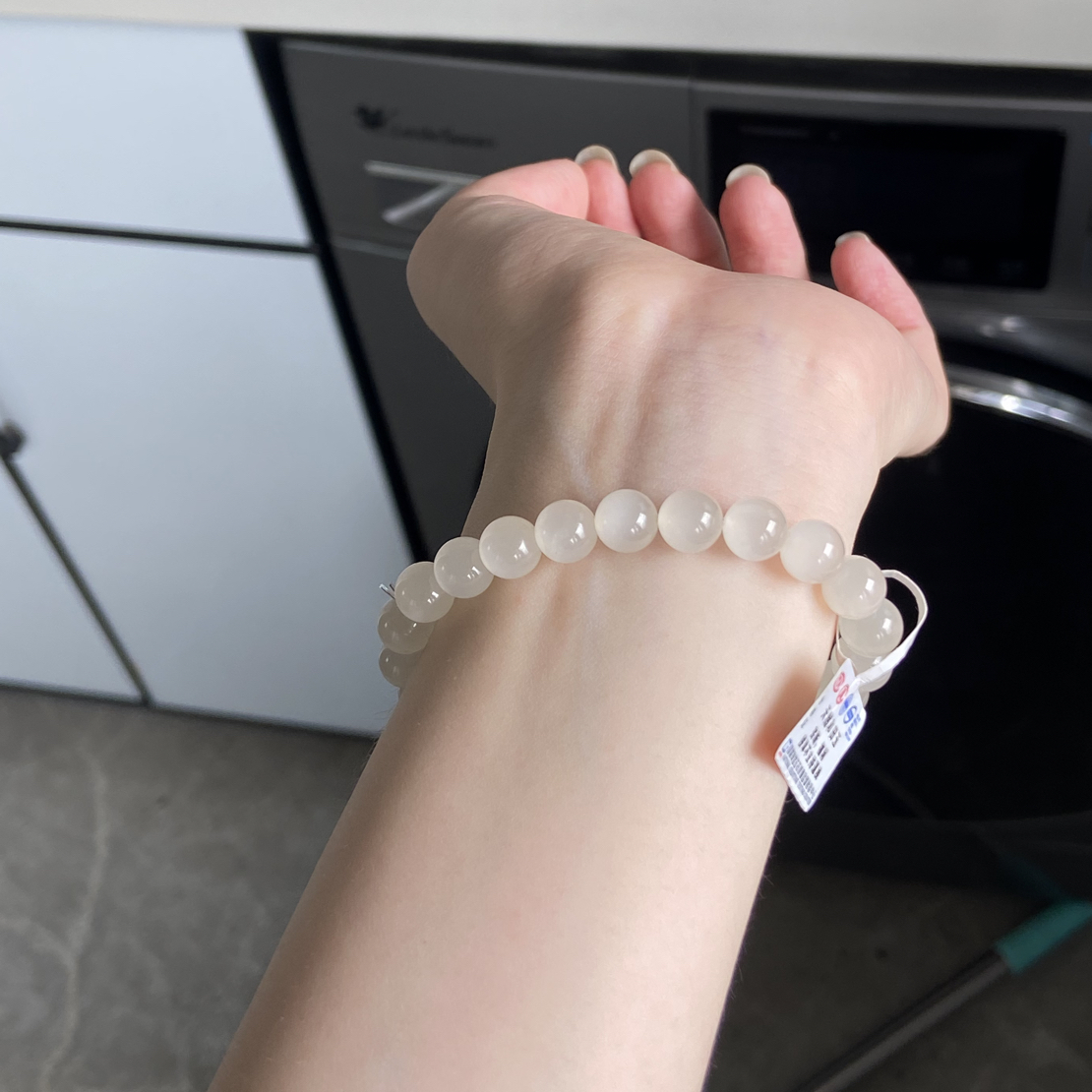 藕粉手串8MM高冰透女士百搭圆珠