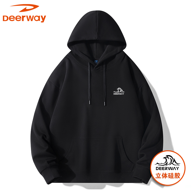 Deerway/德尔惠立体硅胶印花帽衫潮牌男秋季休闲连帽卫衣男女同款