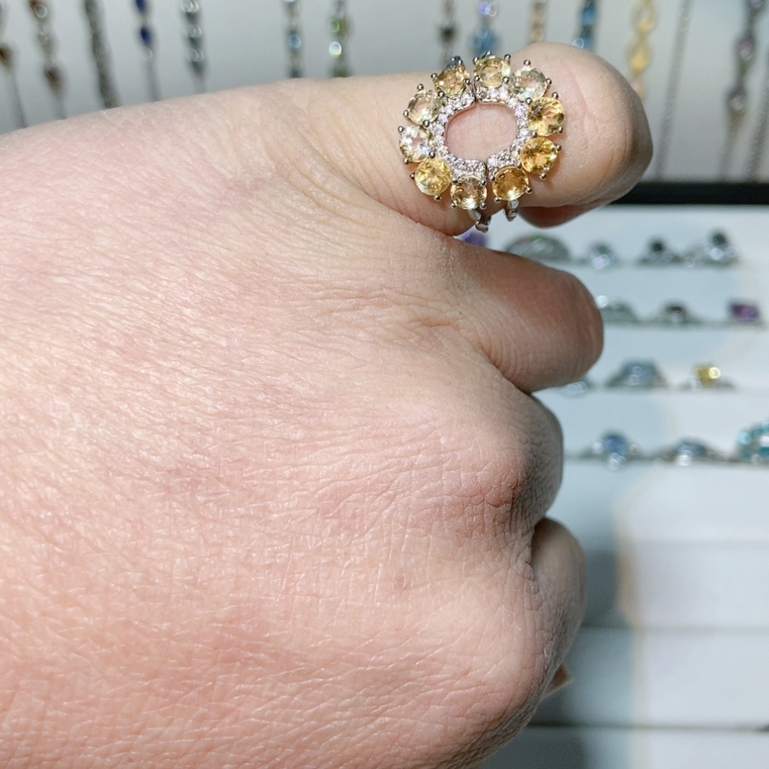 绿水晶戒指银S925镶嵌