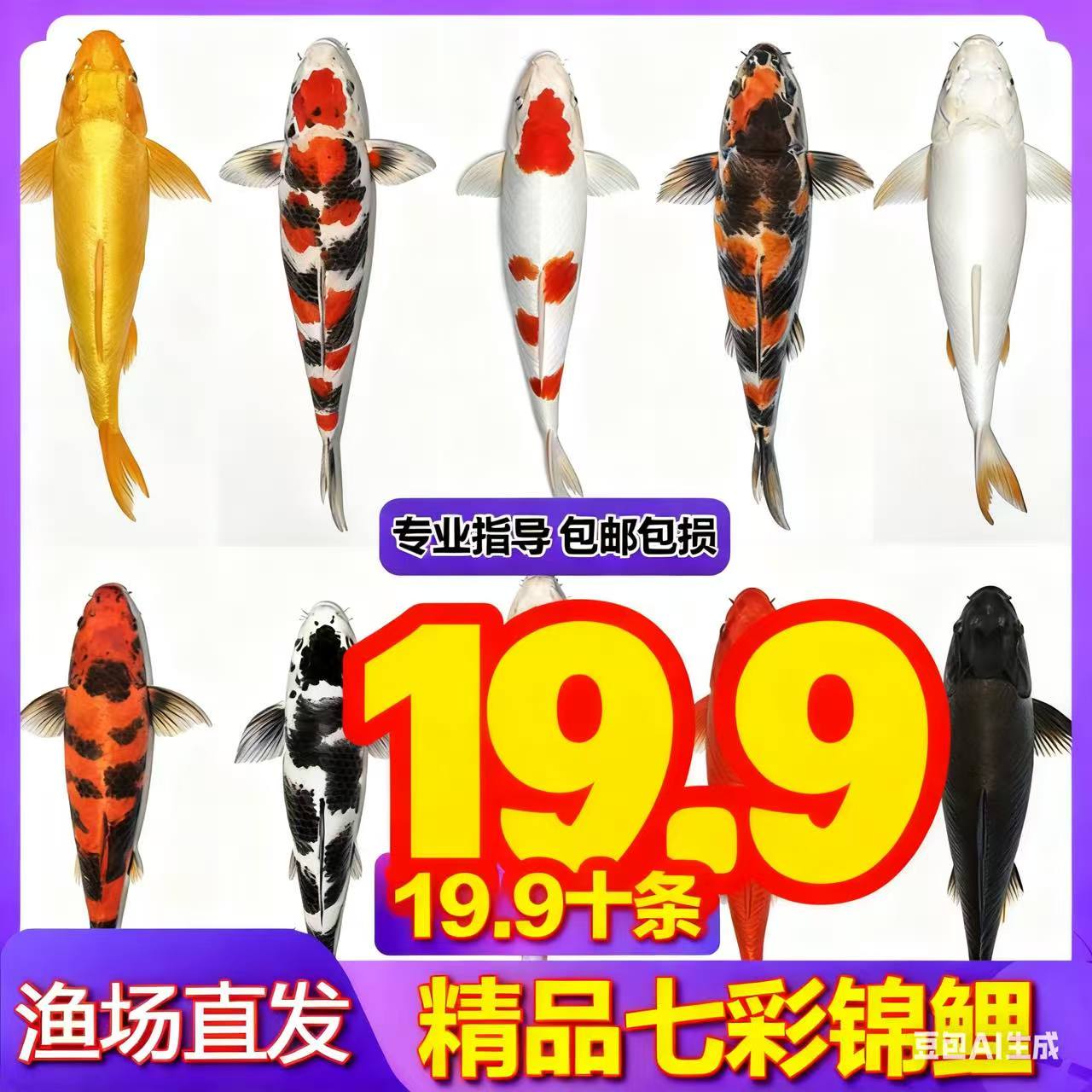 【8-10cm】十条全家桶锦鲤凤尾草金兰花观赏鱼随机发货（保底五色）