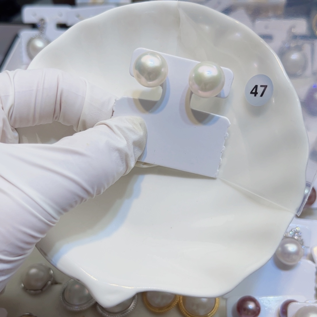 银S925镶嵌淡水珍珠耳饰