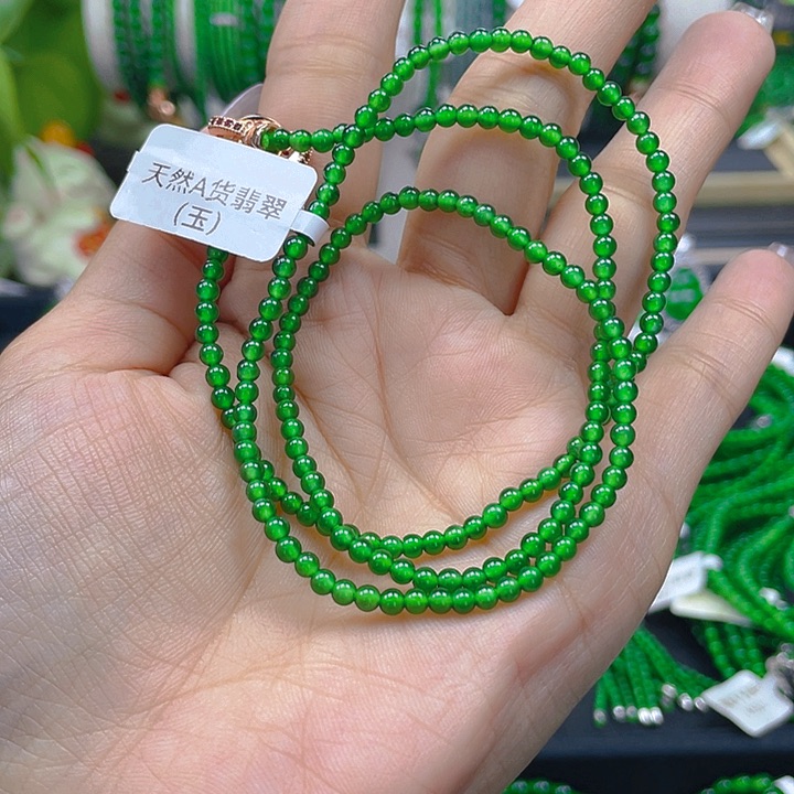 翡翠颈饰未镶嵌迷***路圆珠项链3