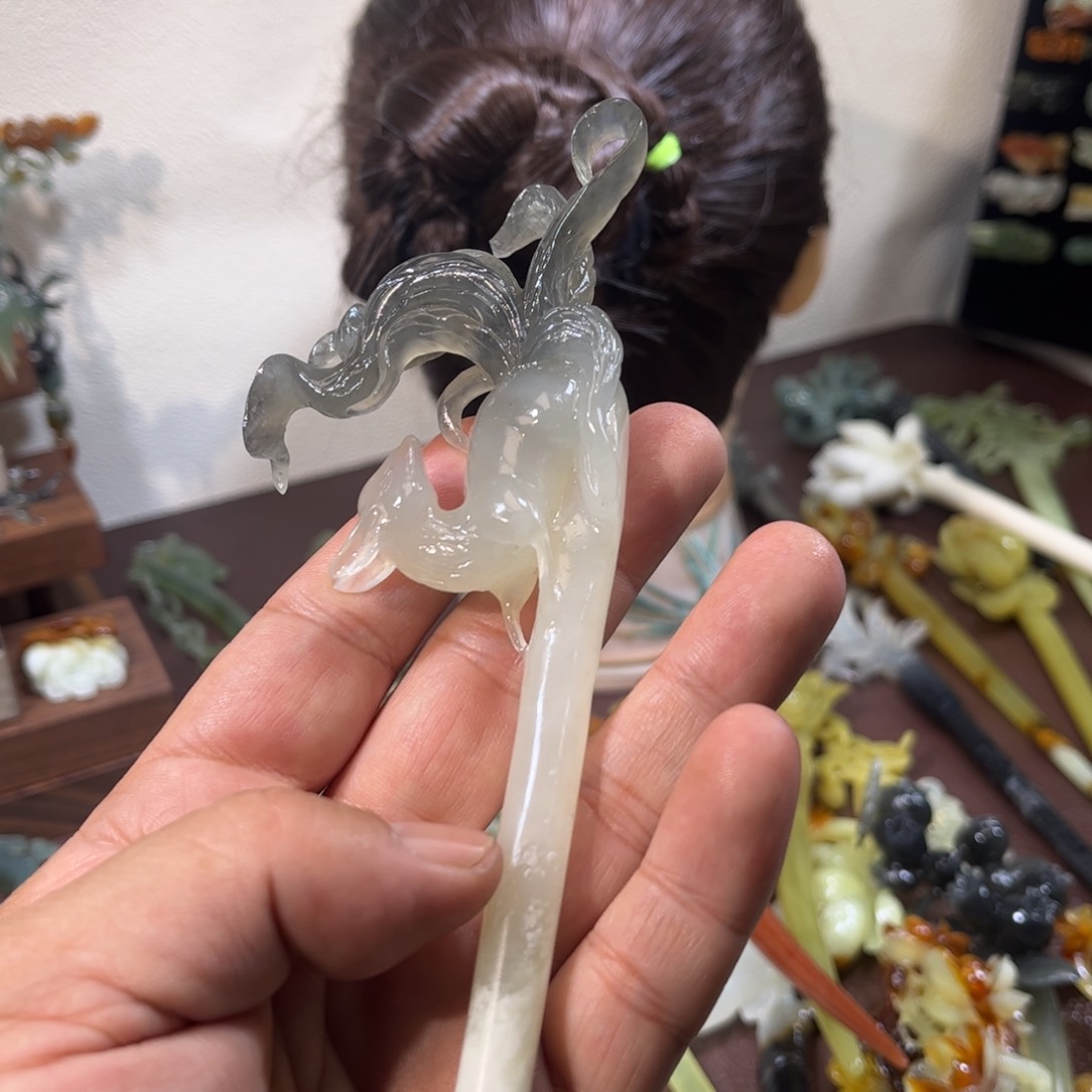 蛇纹石玉发簪合金