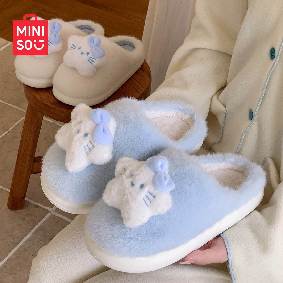 MINISO/名创优品棉拖鞋女款2025新款爆款月子鞋宿舍防滑可爱拖鞋