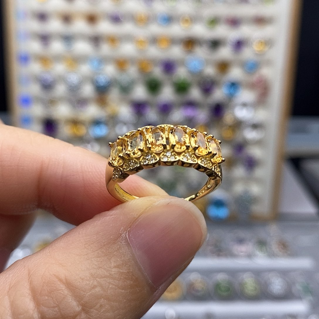 银S925镶嵌戒指黄晶不含证书