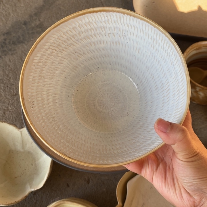 瓷浮雕斗笠面碗汤碗微瑕