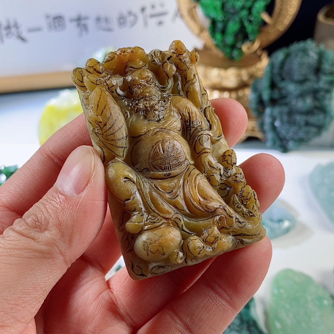 定制翡翠未镶嵌缅甸天然翡翠满黄钟馗